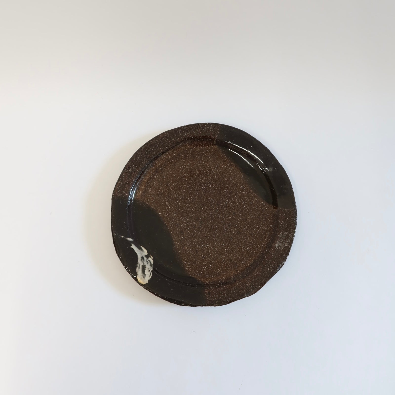 Japanese Silver Brush Shigaraki Plate