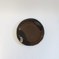 Japanese Silver Brush Shigaraki Plate