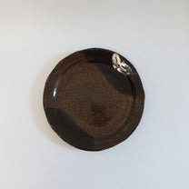 Japanese Silver Brush Shigaraki Plate