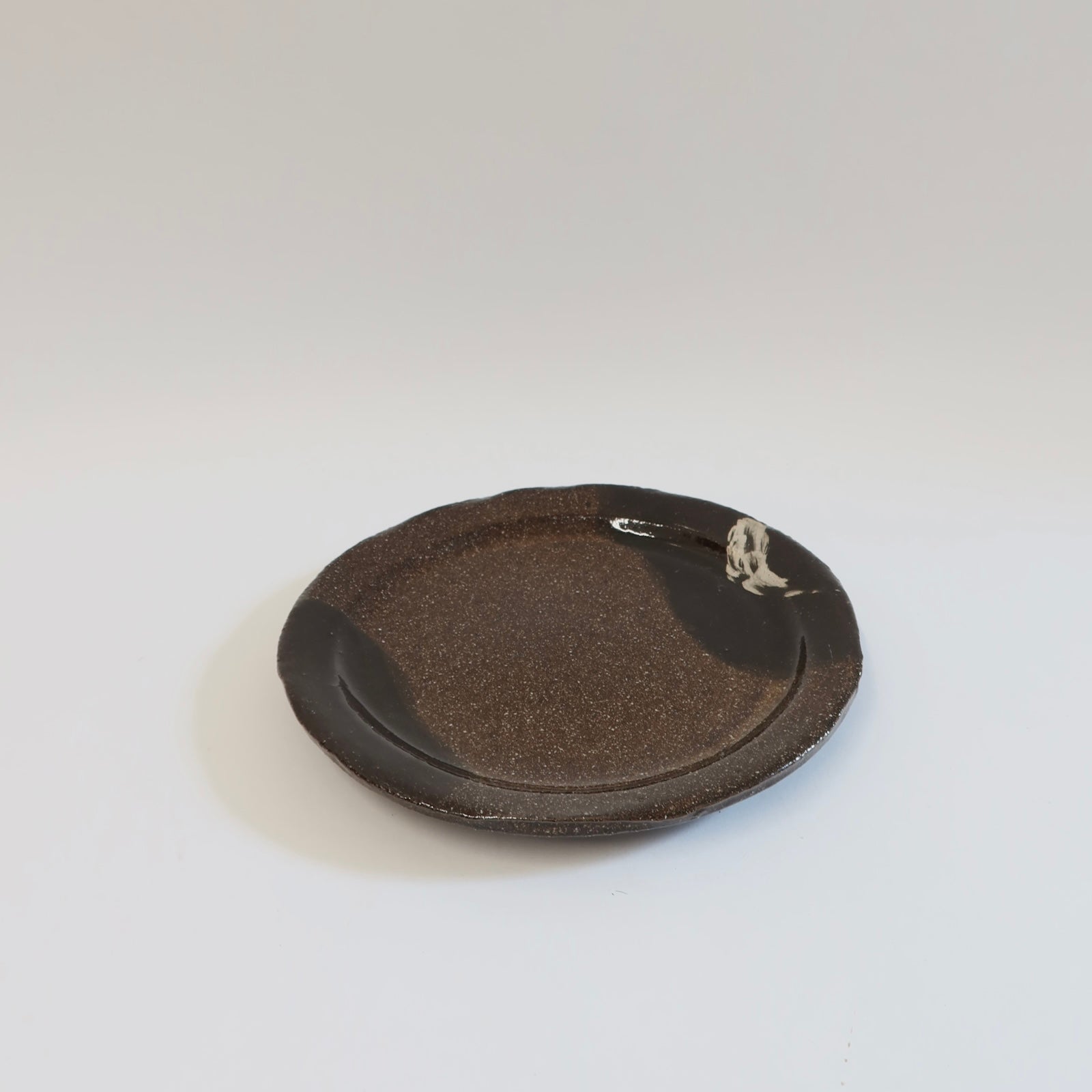 Japanese Silver Brush Shigaraki Plate