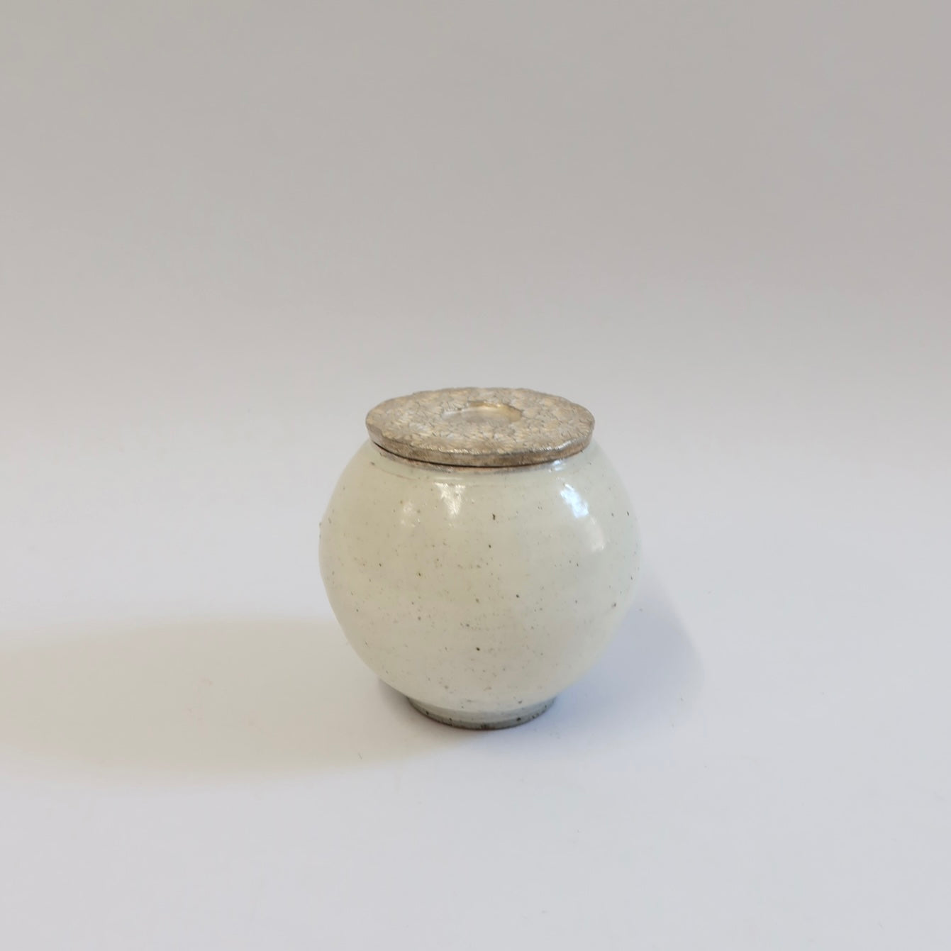 Korean Buncheong Silver-Lidded ‘Gobaekdal’ Tea Caddy