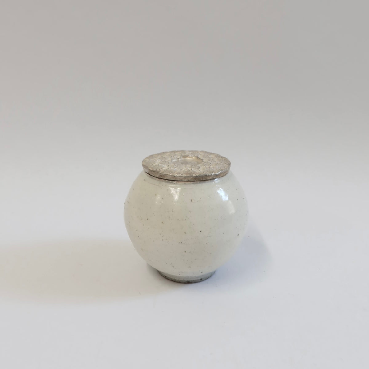 Korean Buncheong Silver-Lidded ‘Gobaekdal’ Tea Caddy