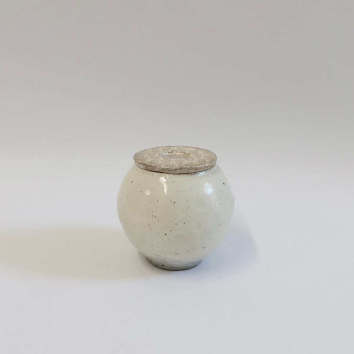 Korean Buncheong Silver-Lidded ‘Gobaekdal’ Tea Caddy