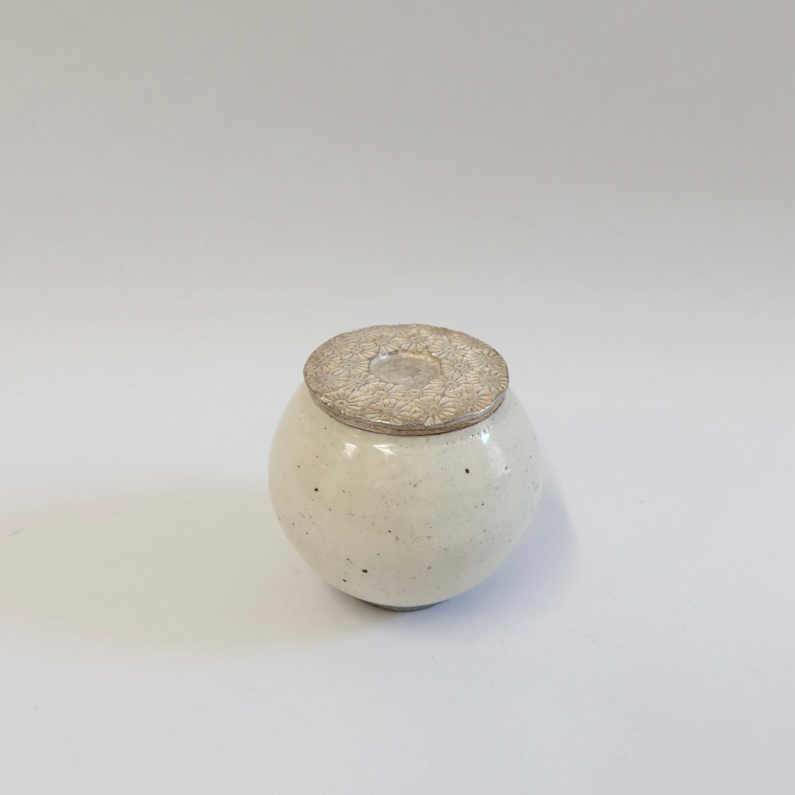 Korean Buncheong Silver-Lidded ‘Gobaekdal’ Tea Caddy
