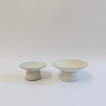 Korean Buncheong Ceramic Round High-Footed Plate, L