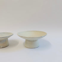 Korean Buncheong Ceramic Round High-Footed Plate, L