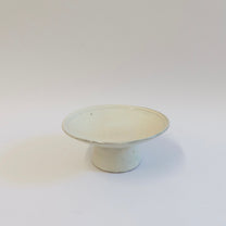 Korean Buncheong Ceramic Round High-Footed Plate, L