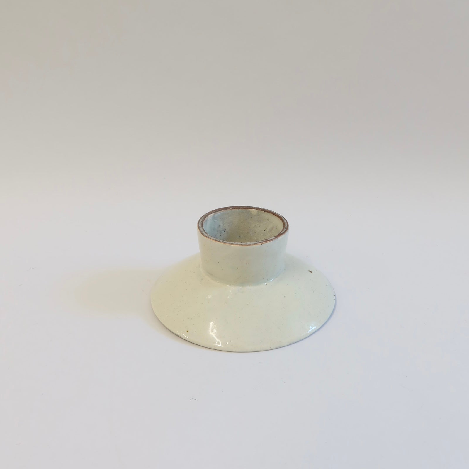 Korean Buncheong Ceramic Round High-Footed Plate, L