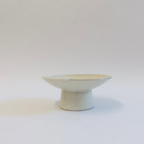 Korean Buncheong Ceramic Round High-Footed Plate, L