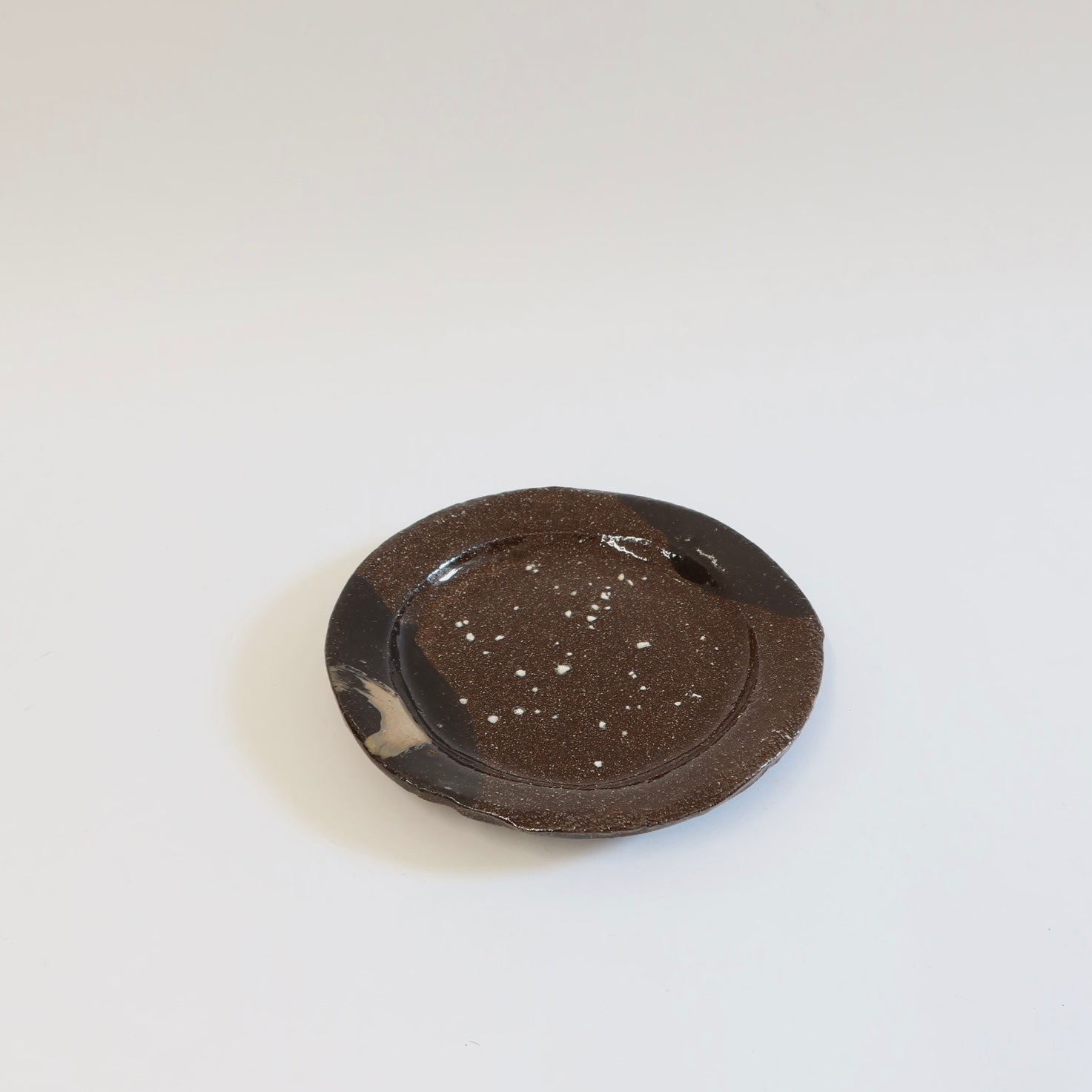 Japanese Silver Brush Shigaraki Plate, Granular Surface