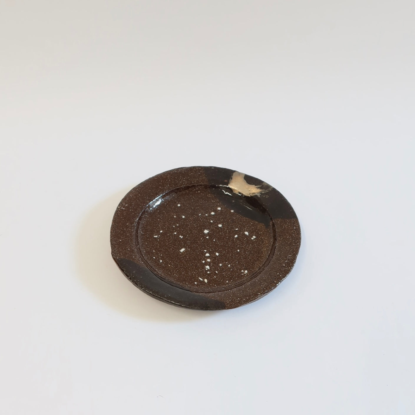 Japanese Silver Brush Shigaraki Plate, Granular Surface