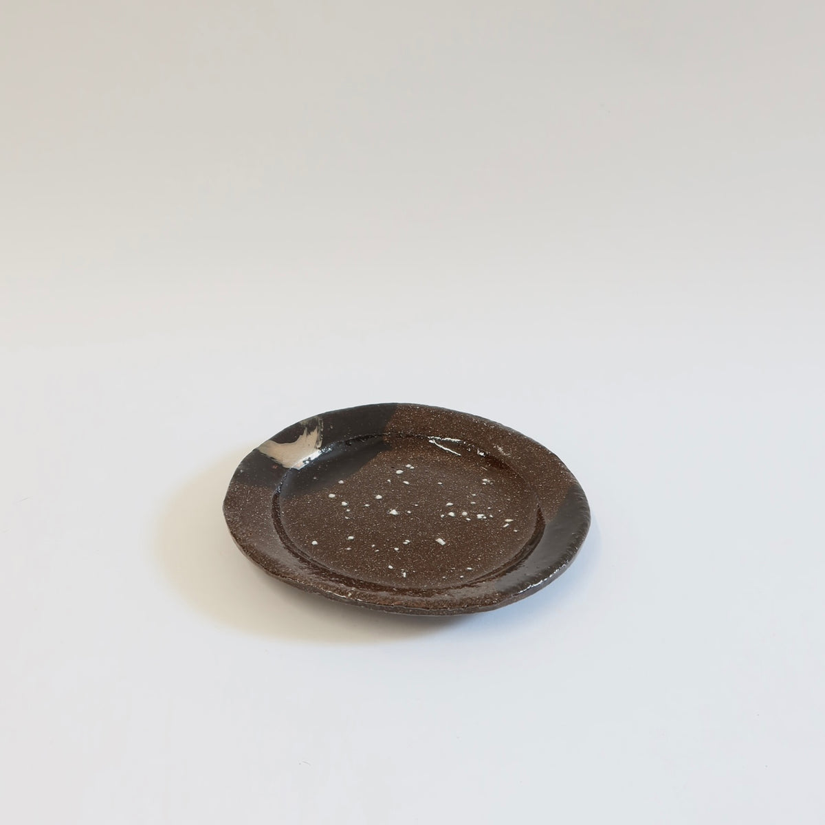 Japanese Silver Brush Shigaraki Plate, Granular Surface