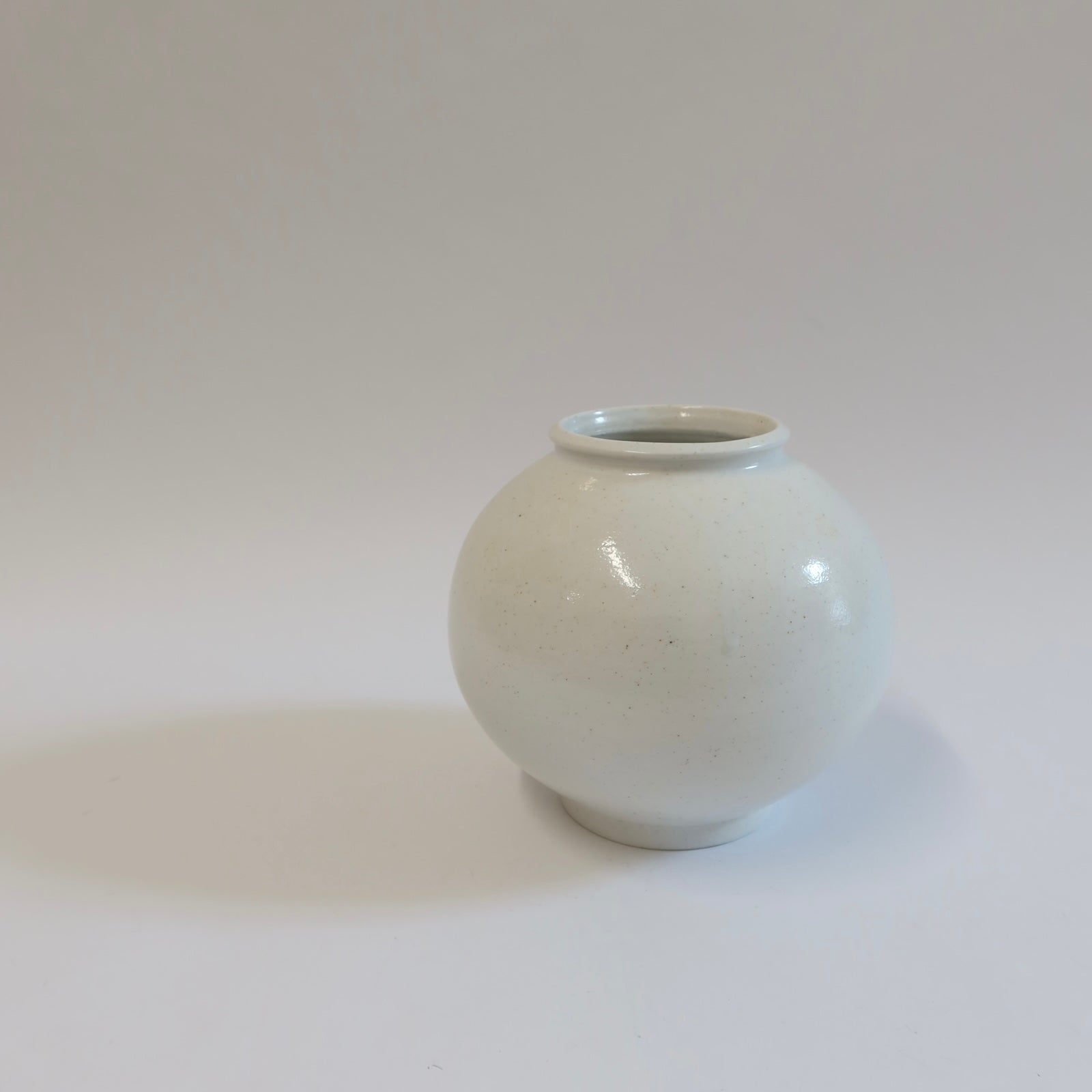 Korean Wood-fired Porcelain Moon Jar, H 6.25"