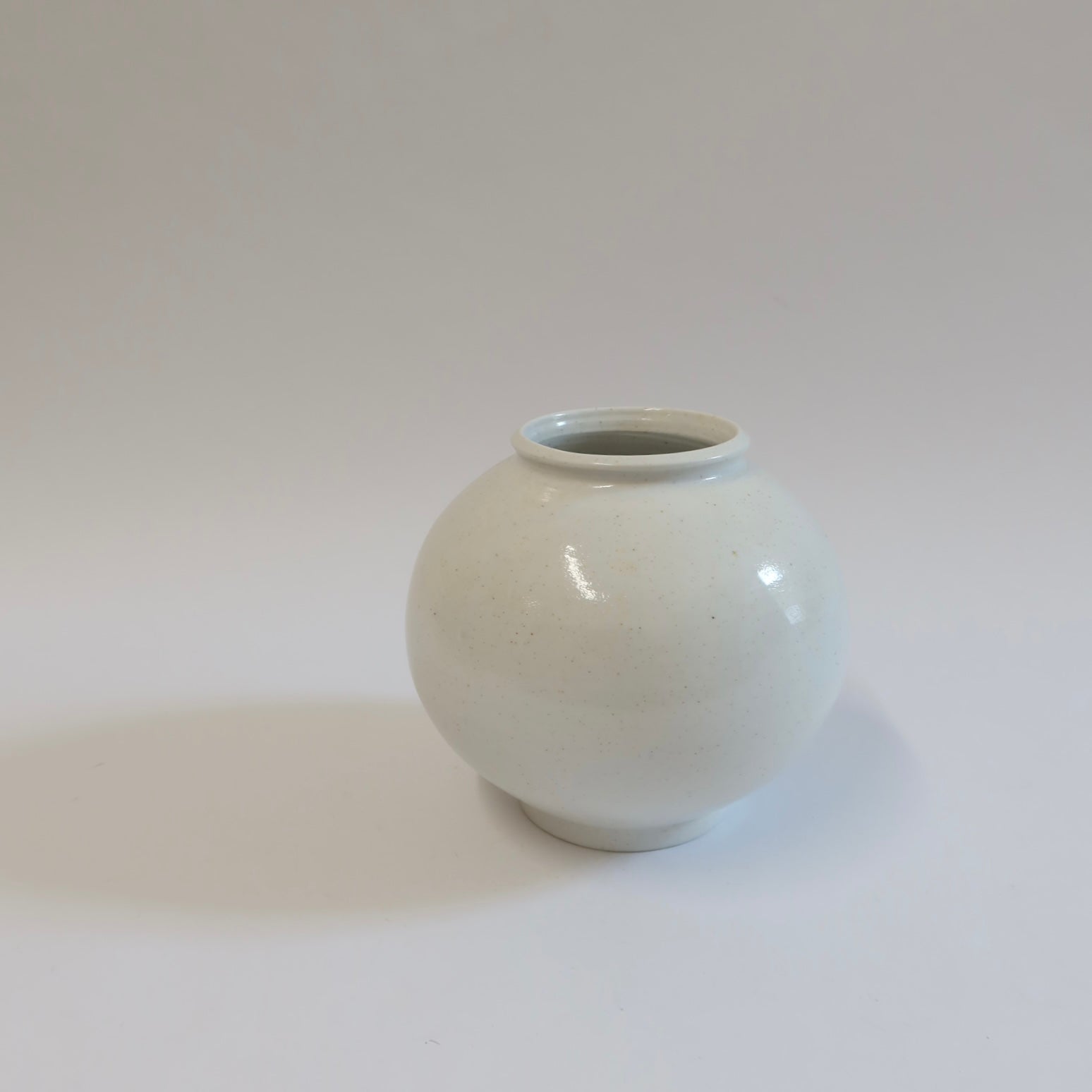 Korean Wood-fired Porcelain Moon Jar, H 6.25"