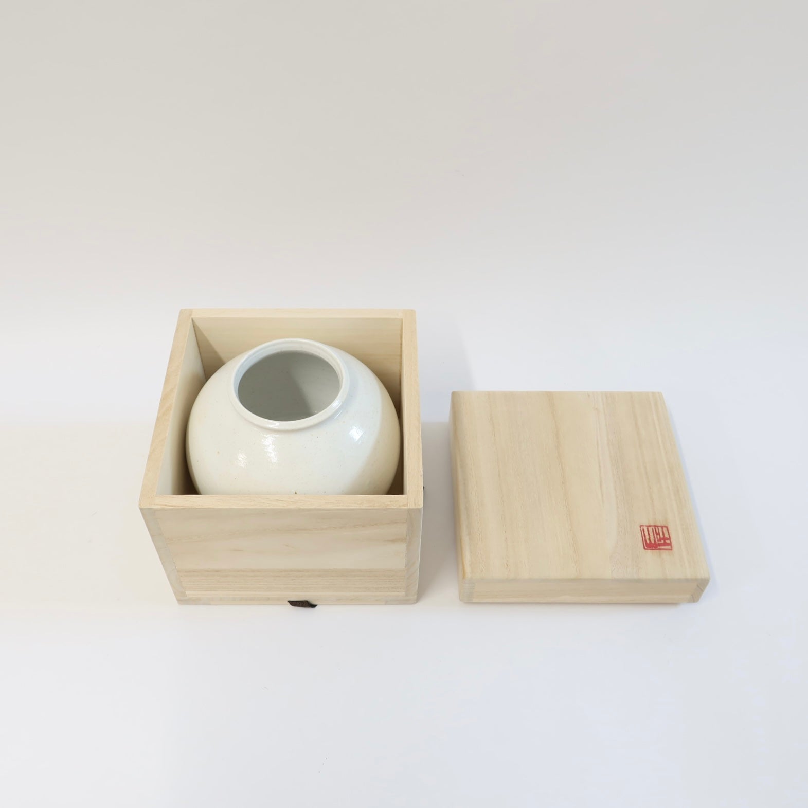 Korean Wood-fired Porcelain Moon Jar, H 6.25"