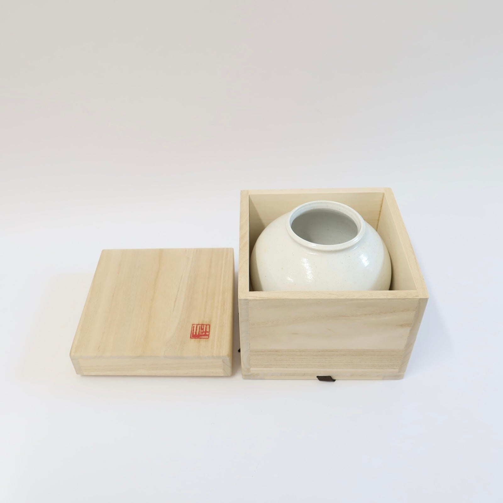 Korean Wood-fired Porcelain Moon Jar, H 6.25"