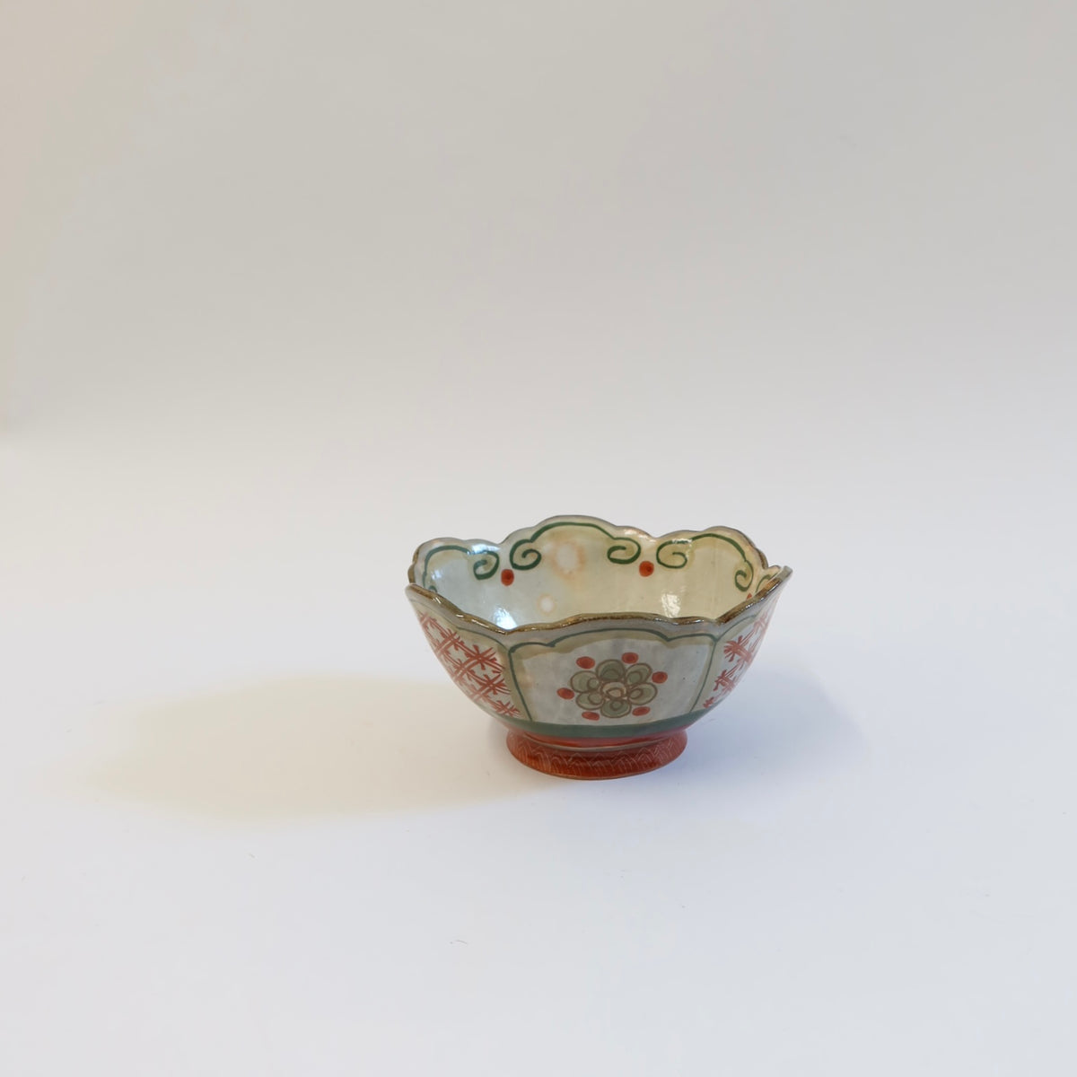 Japanese Hand-Painted Floral Ceramic Rinka Bowl, L