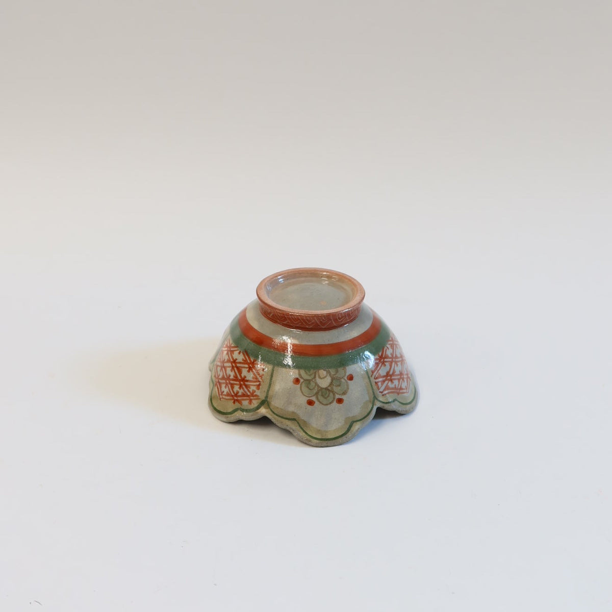 Japanese Hand-Painted Floral Ceramic Rinka Bowl, L