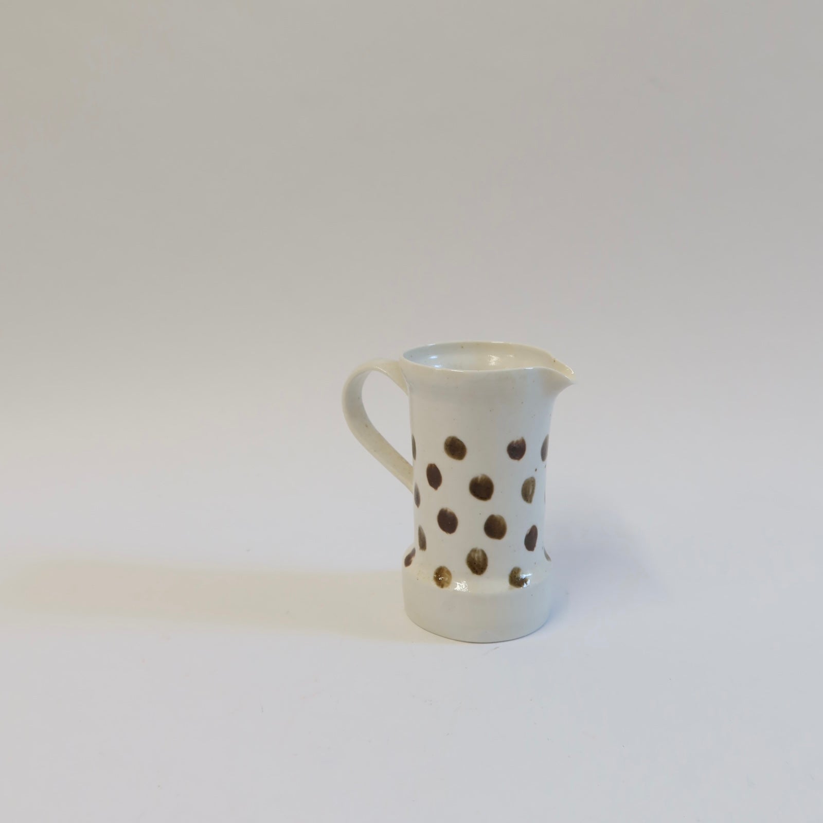 Korean Wood-fired Porcelain Dotted Spouted Pouring Vessel with Handle