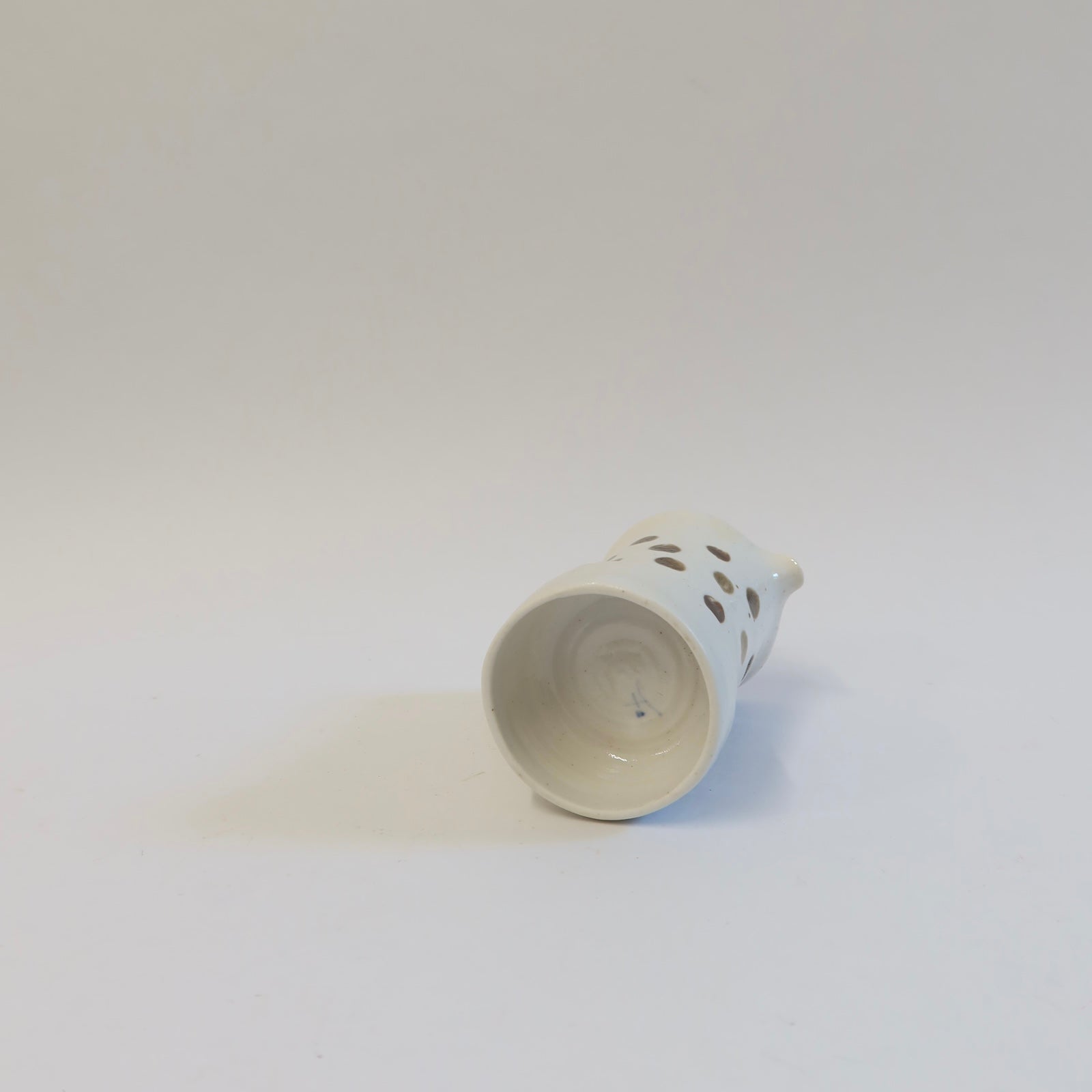 Korean Wood-fired Porcelain Dotted Spouted Pouring Vessel with Handle