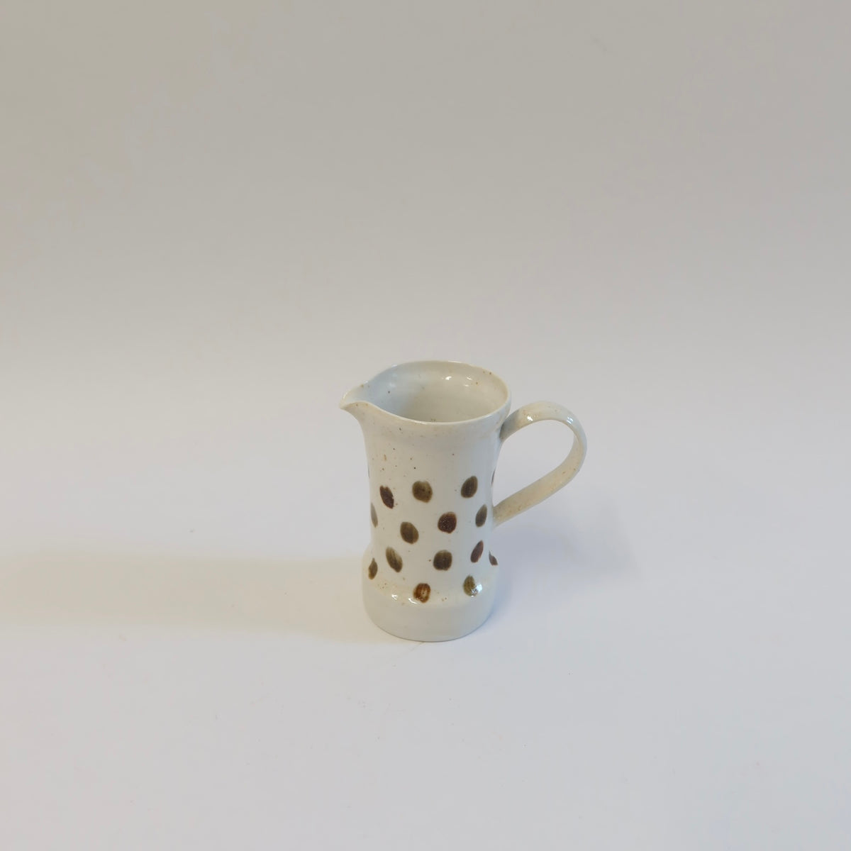 Korean Wood-fired Porcelain Dotted Spouted Pouring Vessel with Handle