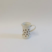 Korean Wood-fired Porcelain Dotted Spouted Pouring Vessel with Handle