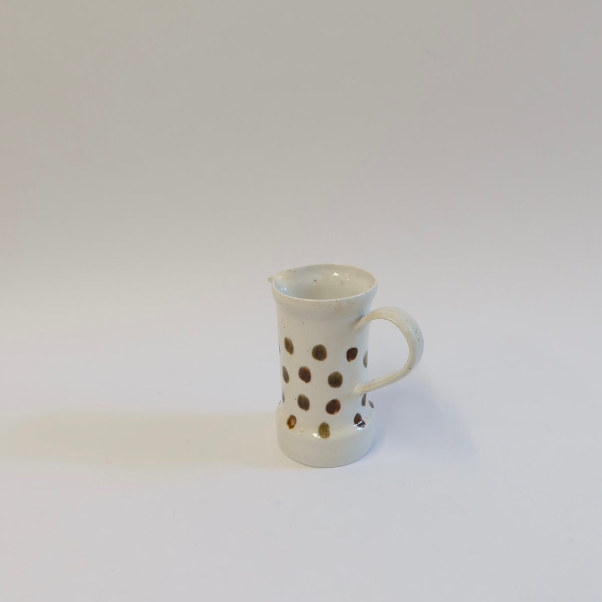 Korean Wood-fired Porcelain Dotted Spouted Pouring Vessel with Handle