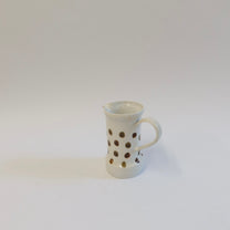 Korean Wood-fired Porcelain Dotted Spouted Pouring Vessel with Handle