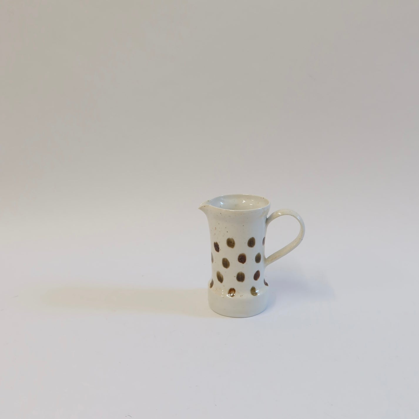 Korean Wood-fired Porcelain Dotted Spouted Pouring Vessel with Handle