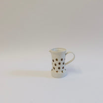 Korean Wood-fired Porcelain Dotted Spouted Pouring Vessel with Handle