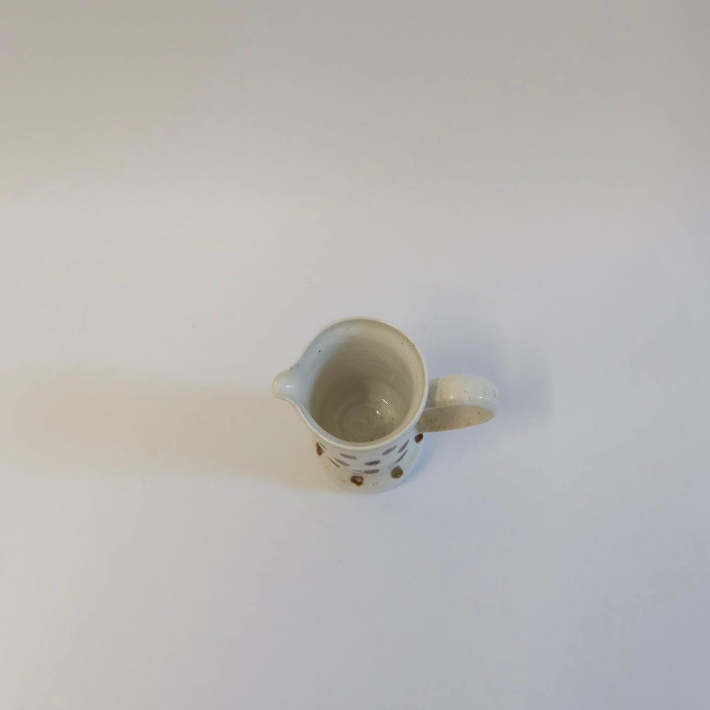 Korean Wood-fired Porcelain Dotted Spouted Pouring Vessel with Handle