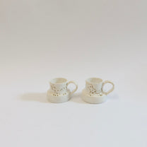 Korean Wood-fired Porcelain Espresso Cup, Cat and Bird Motif