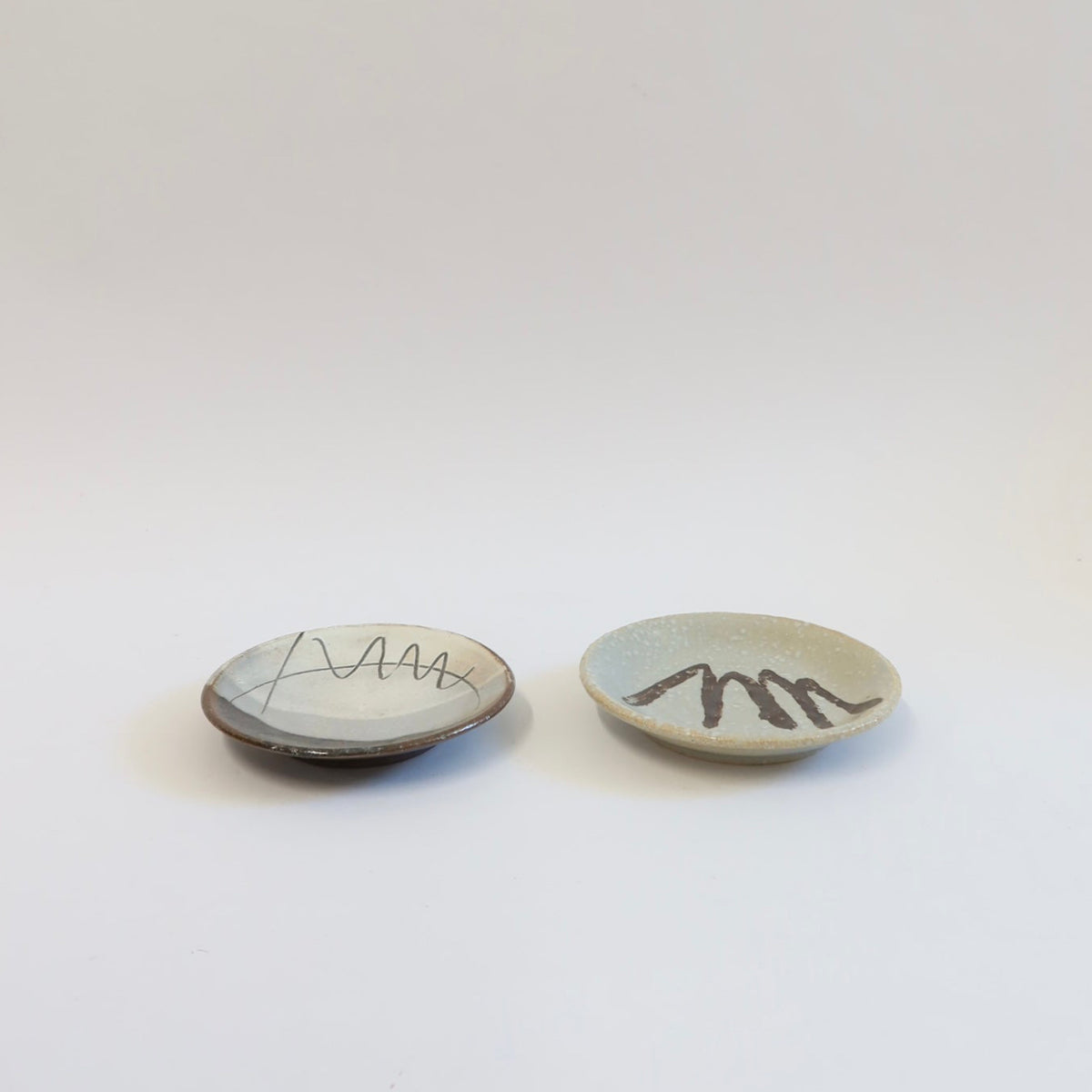 Japanese Stoneware Mamezara Plates, Set of two