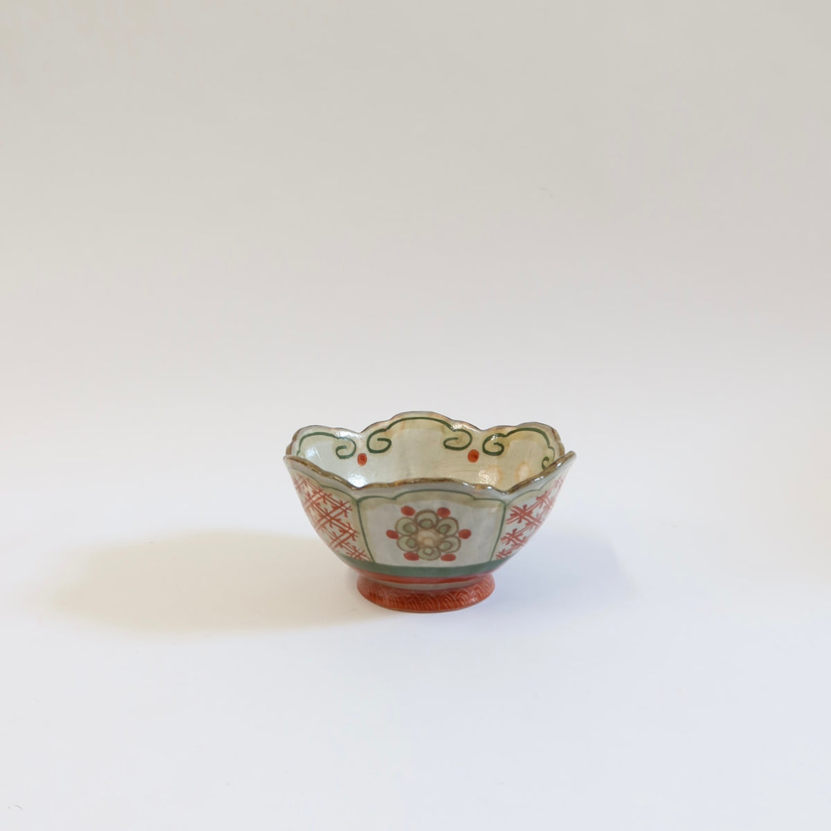Japanese Hand-Painted Floral Ceramic Rinka Bowl, L