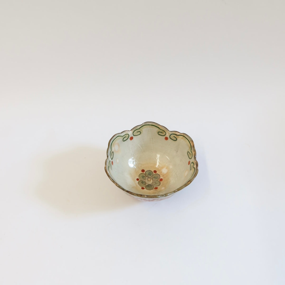 Japanese Hand-Painted Floral Ceramic Rinka Bowl, L