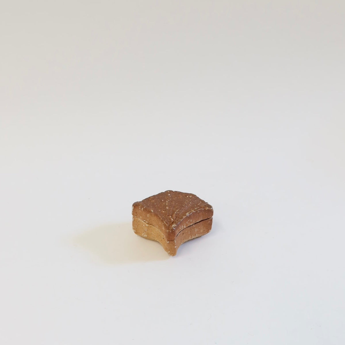 Japanese Wood-fired Shigaraki Natural-Ash-Glazed Kōgō/Incense Case, Gingko Leaf Motif