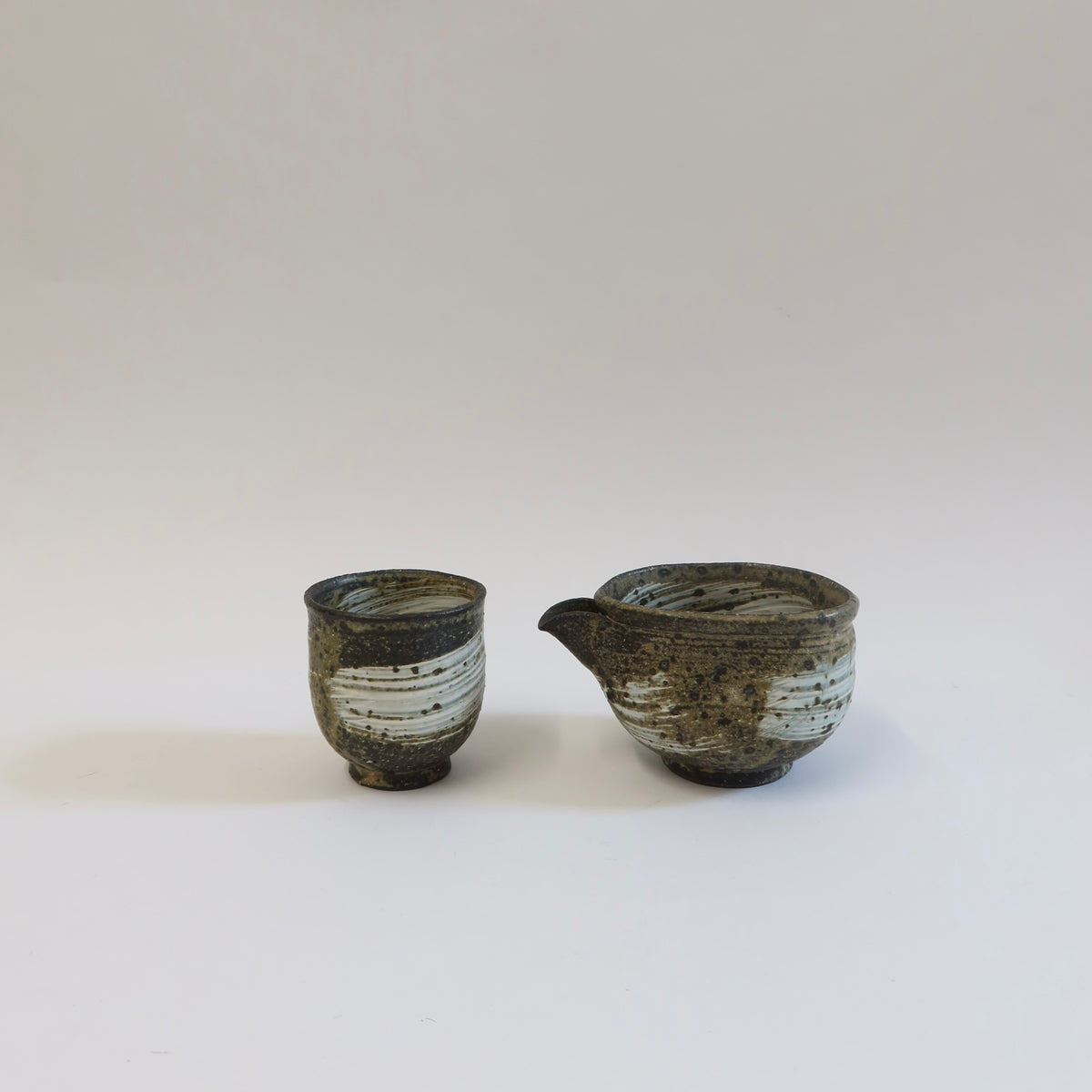 Japanese Ceramic Katakuchi and Cup