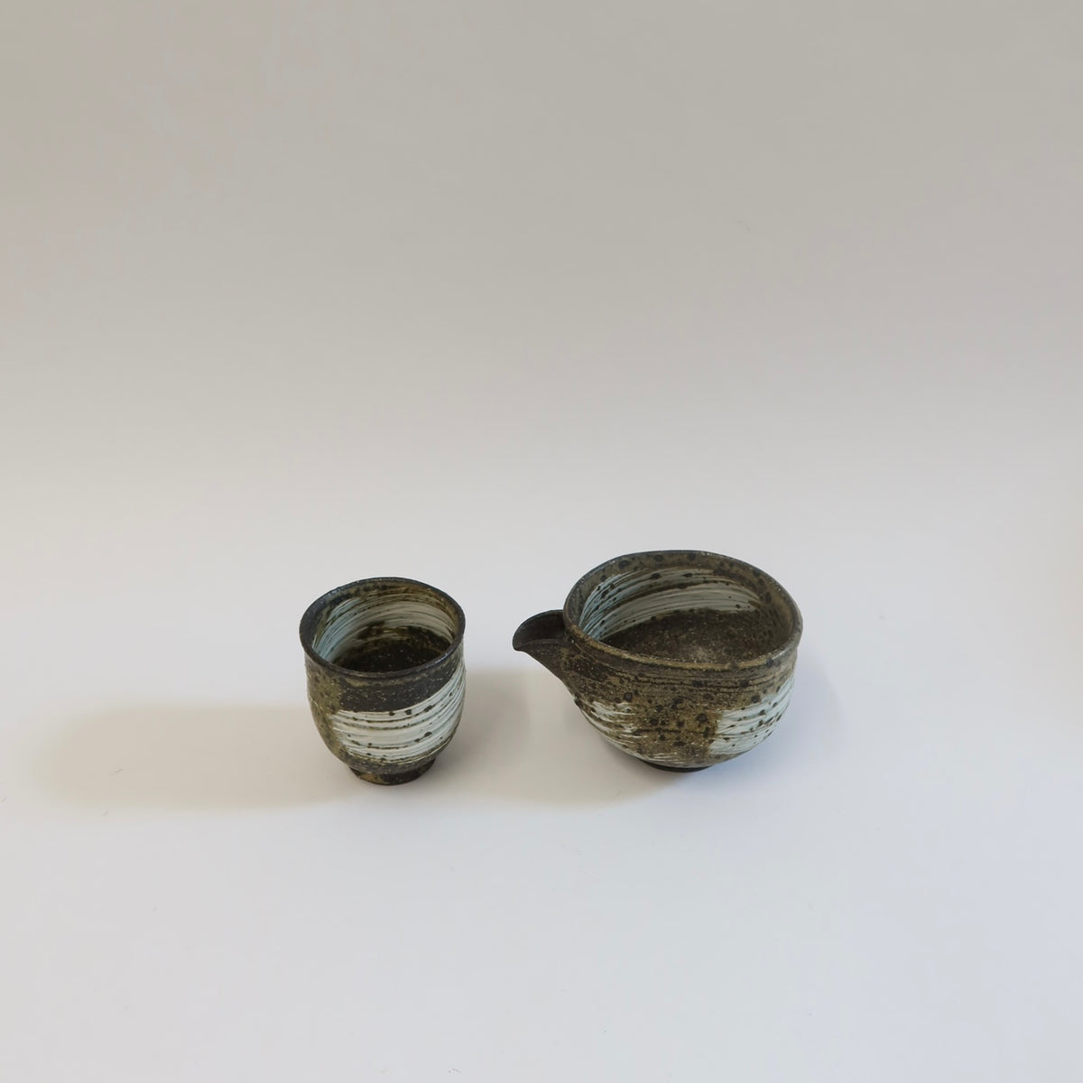 Japanese Ceramic Katakuchi and Cup