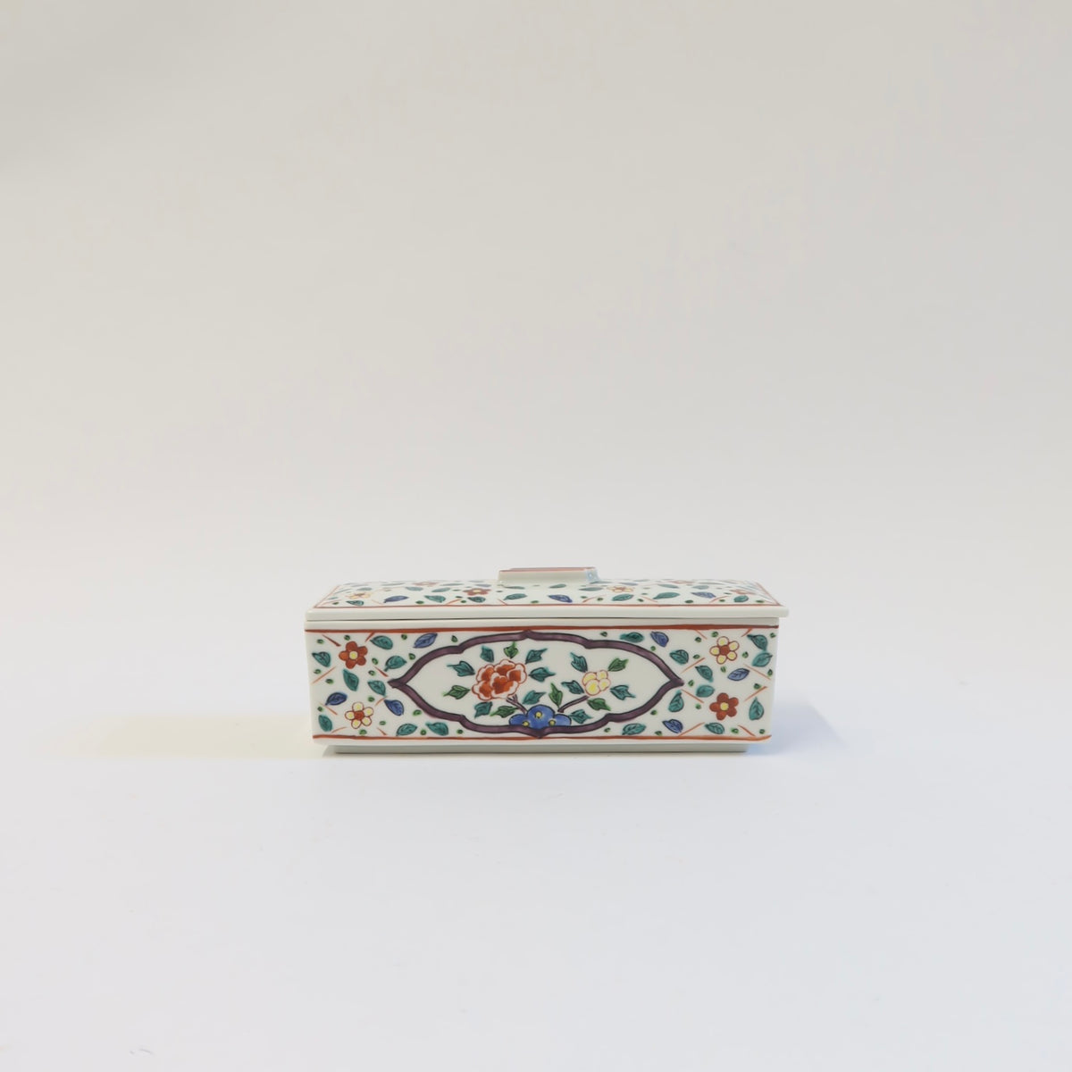 Japanese Porcelain Butter Crock with Floral Motif
