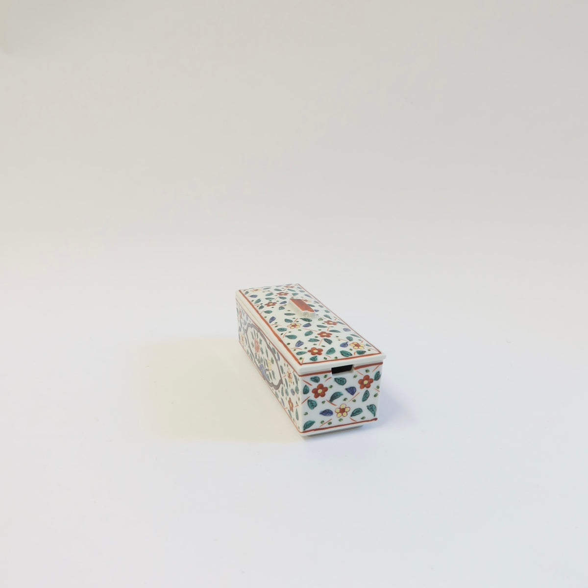 Japanese Porcelain Butter Crock with Floral Motif