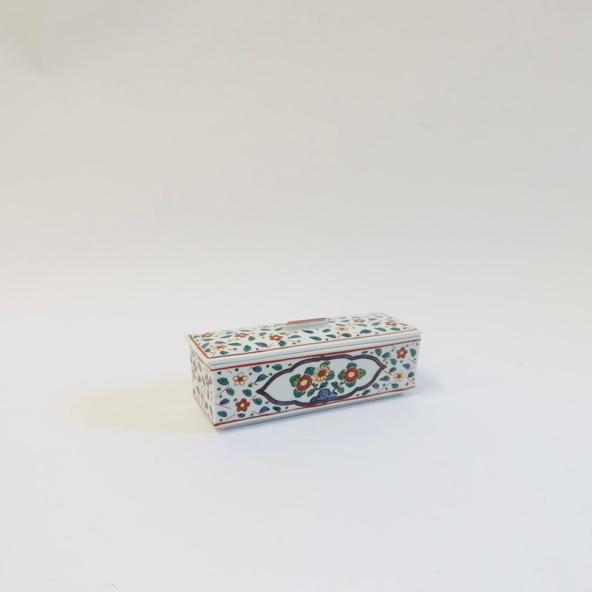 Japanese Porcelain Butter Crock with Floral Motif