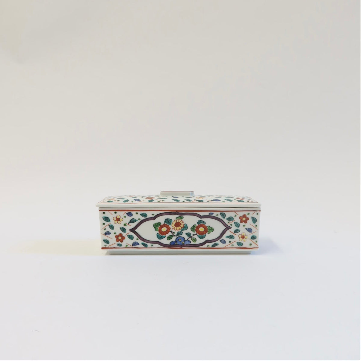 Japanese Porcelain Butter Crock with Floral Motif