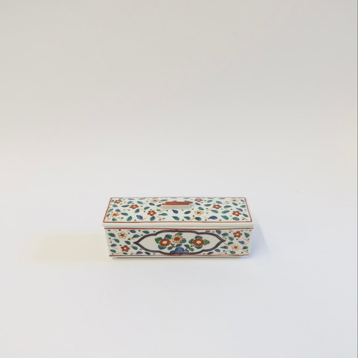 Japanese Porcelain Butter Crock with Floral Motif