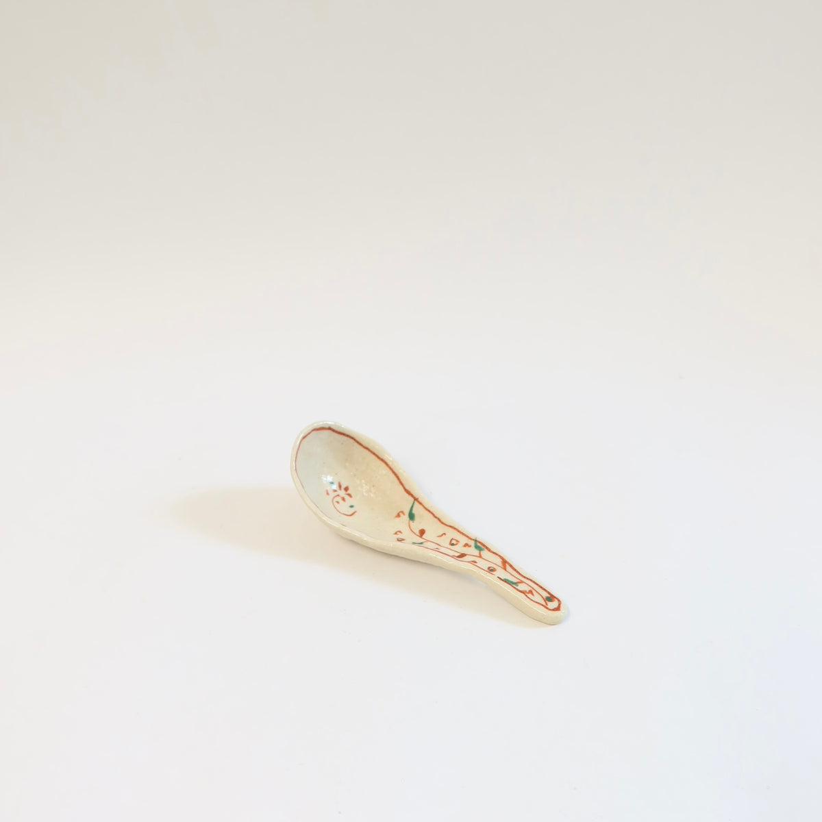 Japanese Hana Akae Hand-painted Floral Spoon