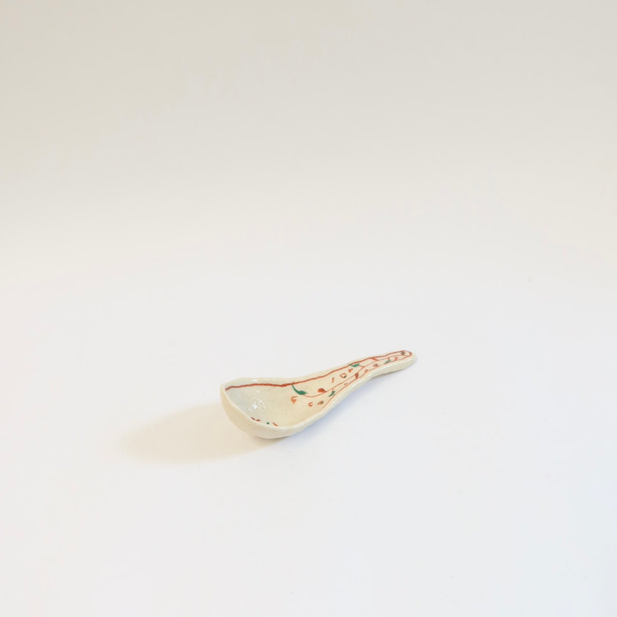 Japanese Hana Akae Hand-painted Floral Spoon