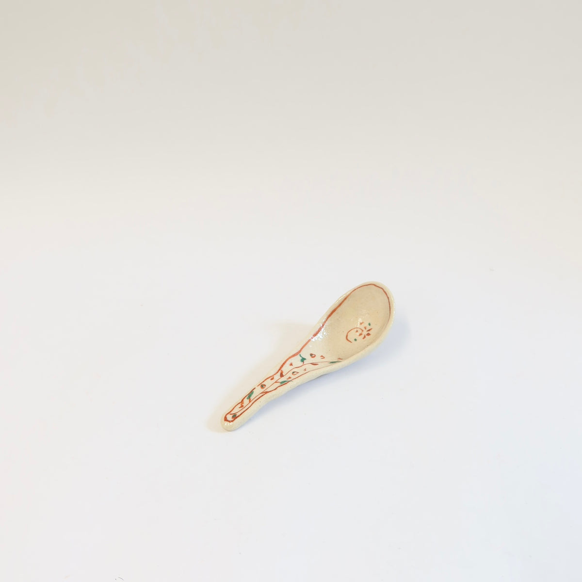 Japanese Hana Akae Hand-painted Floral Spoon