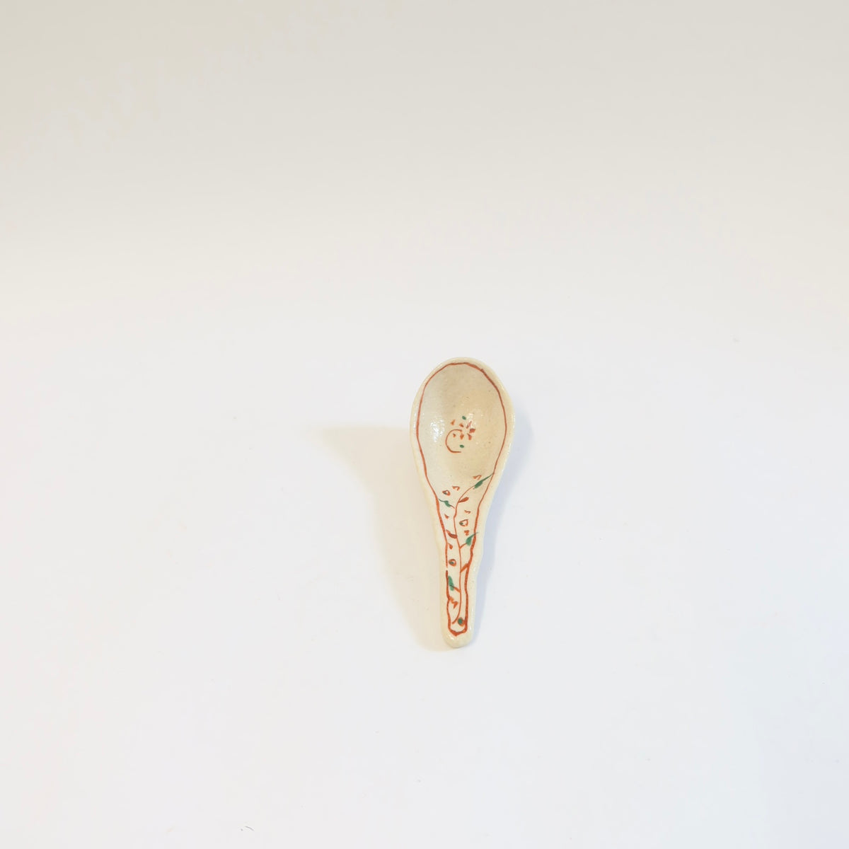 Japanese Hana Akae Hand-painted Floral Spoon