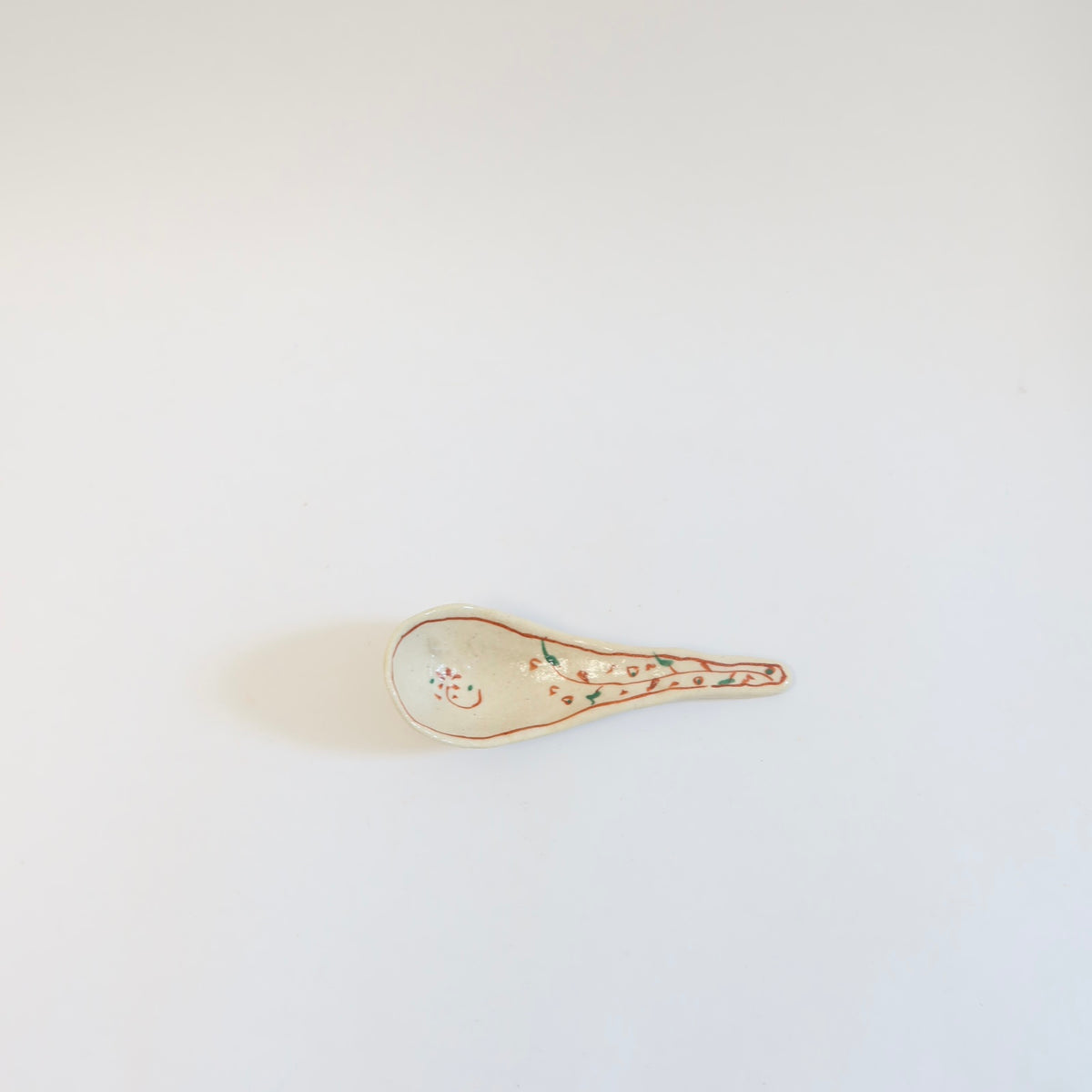 Japanese Hana Akae Hand-painted Floral Spoon
