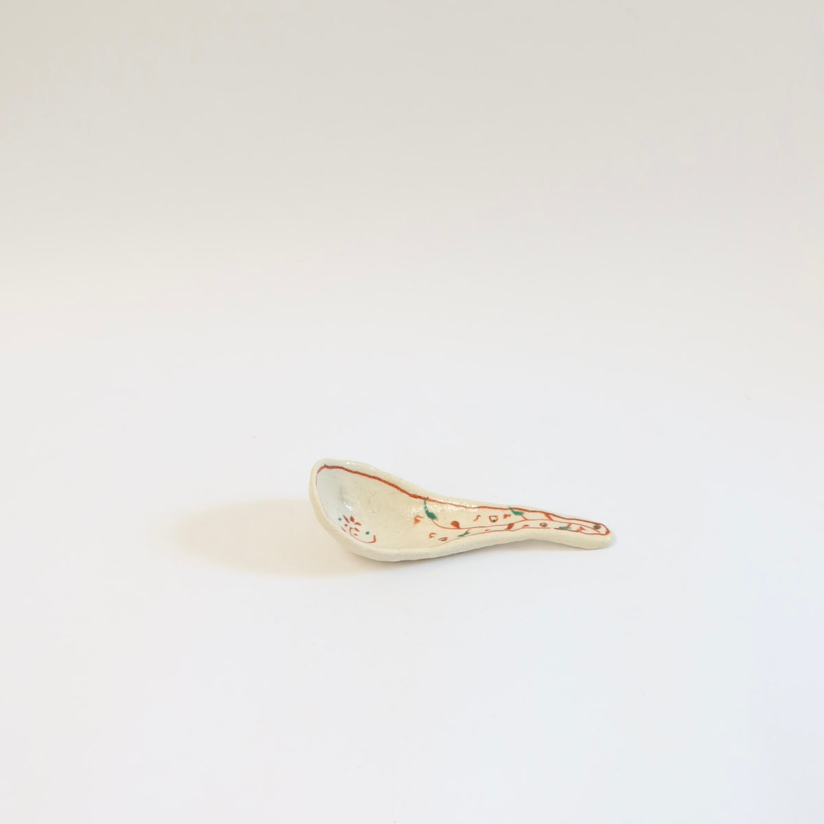Japanese Hana Akae Hand-painted Floral Spoon