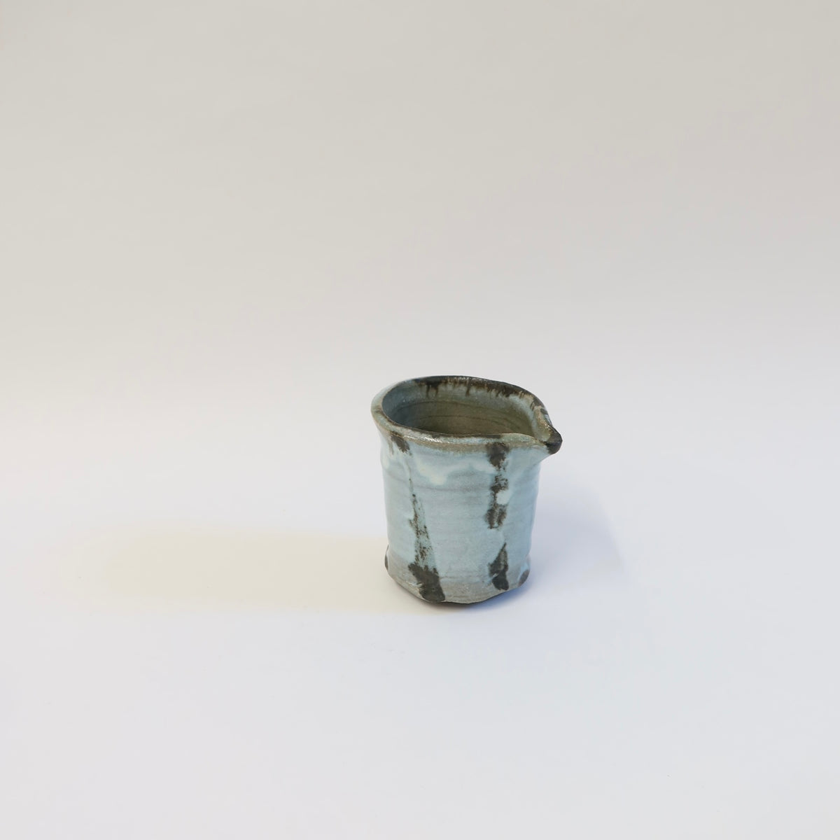 Japanese  Iron-Painted Ash Glazed Katakuchi &amp; Guinomi